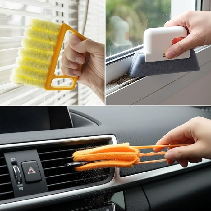 5Pcs Window Blind Cleaning Set, Window Venetian Blind Cleaner Duster Tool, Washable Dust Removal Cleaning Tools for Blinds, Air Conditioners, Track, Fans(Color:Orange)