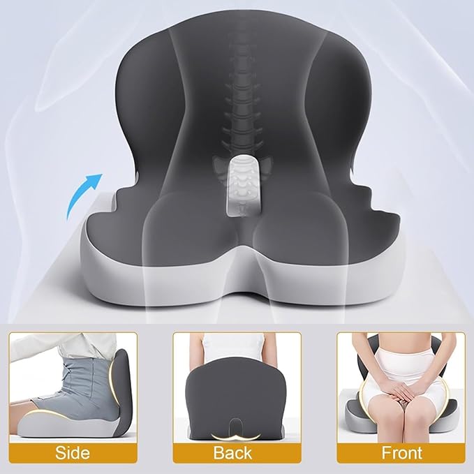 Back and Seat Cushion, Trucker Seat Cushions for Long Sitting, Car seat Cushion with Back Support, Seats Cushions for Lumbar Pain and Supporting The HIPS, Trucker Essentials (I)