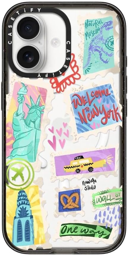 CASETiFY Impact iPhone 17 Case [Slim/Compatible with Magsafe / 8.2 ft. 4X Military Grade Drop Protection] - Welcome to New York - Clear Black