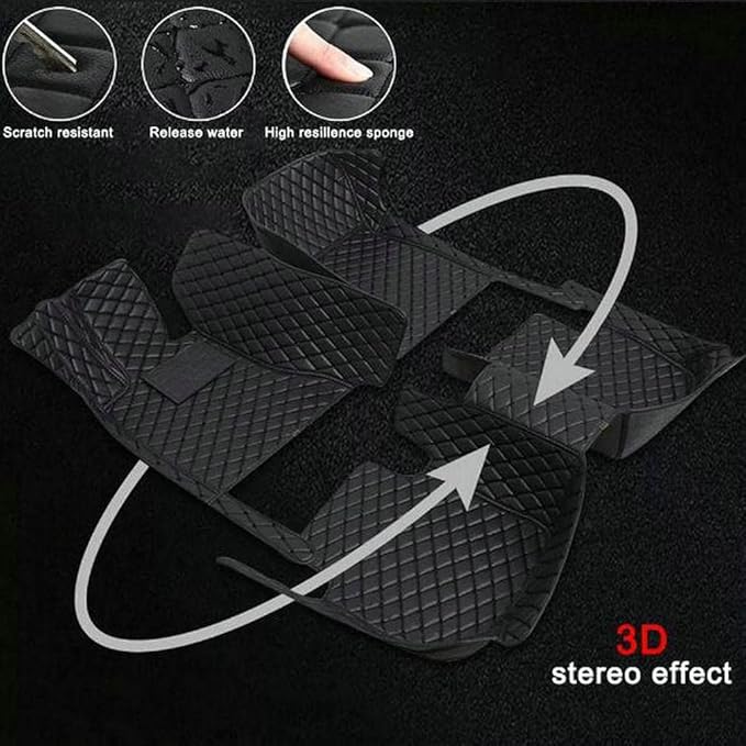 TREGOO All Weather Car Mats Custom Fit Non Slip Floor Mats for 1998-2025 Cars Personalized Leather Protection Pads Suitable for Men Women (Edge Purple, Black Beige)