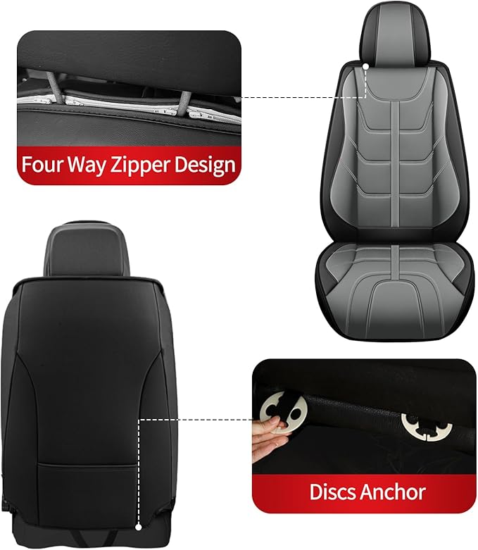 TTX LIGHTING Car Seat Covers fit for Hyundai Tucson 2005-2026 Full Set: Premium Leather Automotive Seat Cover with Airbag Compatible Waterproof (5 Seats, Black & Gray)