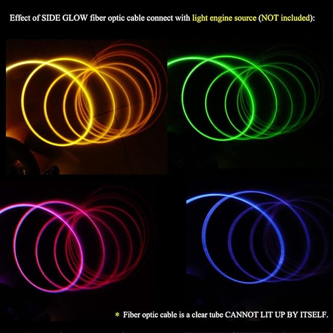 AKEPO Ф0.06in(1.5mm)*16.4ft(5m) PMMA Plastic Side Glow Cable for Optical Fiber Light, Fiber Optic Lighting Decoration for Car Home Use Fiber Optic Light