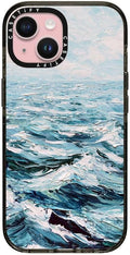 CASETiFY Impact iPhone 15 Case [4X Military Grade Drop Tested / 8.2ft Drop Protection/Compatible with Magsafe] - Paint Prints - Deep Blue Sea - Clear Black