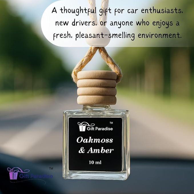 Oakmoss & Amber Car Freshener Set of 3 in Velvet gift bag– Premium Hanging Diffusers – Long Lasting Earthy & Masculine Scent for Cars, Closets & Small Spaces