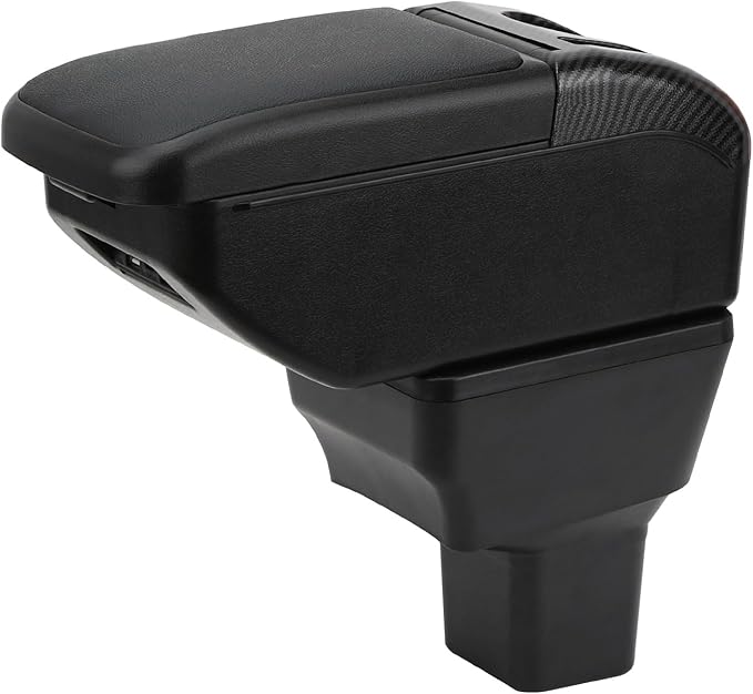 AULPHIKE Compatible with Nissan Versa Armrest 2020-2024 Car Center Console Organizer Armrests Double Layer Storage with USB Ports（Black Style）