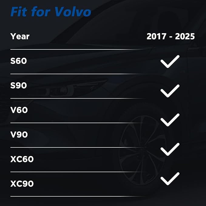Wireless Car Charger for Volvo XC90 S90 V90 XC60 V60 S60 2023 2022 2021 2020 2019 2018 2017 Accessories, 15W Wireless Fast Charging Phone Charger Pad