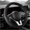 Car Steering Wheel Cover, 15 inch Carbon Fiber Microfiber Leather Elastic Steering Wheel Protector, Breathable Anti-Slip Comfortable Steering Wheel Covers for Most Cars (Black, AD)