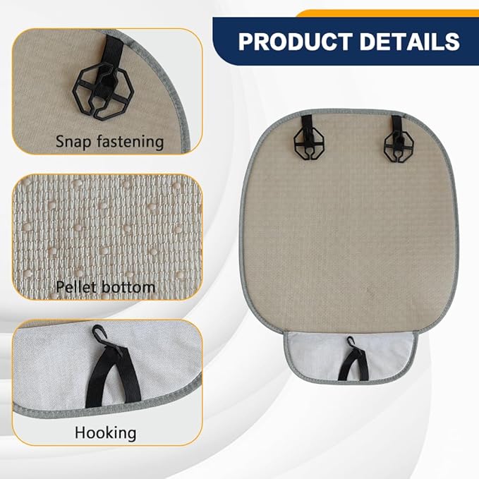 2PCS Car Seat Bottom Cover Pad, Car Seat Mat, Driver Cushion with Comfort Memory Foam & Non-Slip Rubber Bottom, Vehicle Accessories Breathable Seat Protector Mat for Auto Office Home (Gray)