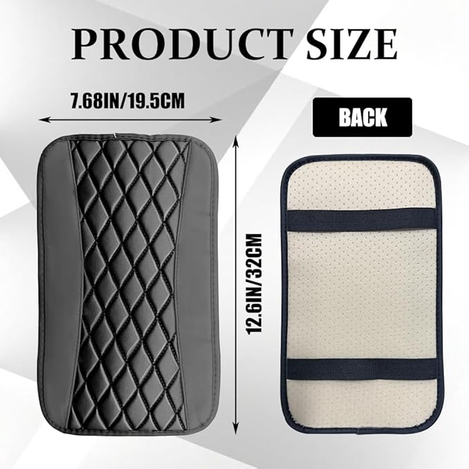 Car Center Console Cushion Pad, Arm Rest Covers, 12.6"×7.5" Leather Waterproof Auto Armrest Seat Box Protector, Auto Comfortable Center Console Cover Universal for Most Vehicles (Grey)