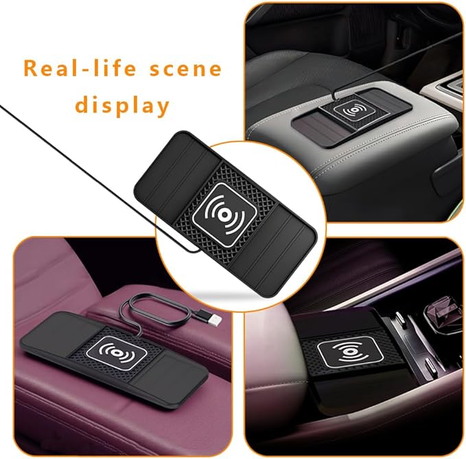 Wireless Charging Pad for Car for Kia Forte 2010-2024, DIY Trim-to-Fit Slim Non Slip Fast Charger Car Wireless Charging Pad 30CM Cable,B 30cm USB Plug Cable