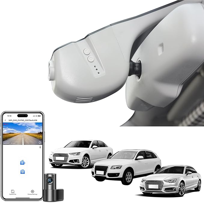 Mangoal Front 4K & Rear 1080p Dash Cam Custom fit for Audi (Model B Gray) A4 A6 Allroad A3 A5 A6 Q5 A8 S8 A7 S5 Q3 S3 S7, Integrated OEM Look, WiFi & Free App, 128GB Card