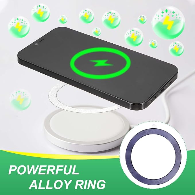 PATIKIL Universal CD Stripe Magnetic Adapter Ring, 4 Pcs Ultra-Thin Sticker Ring Adhesive Nickel-Iron Alloy for Phone Cases Holder Wireless Charging Car Mount Kit, Purple
