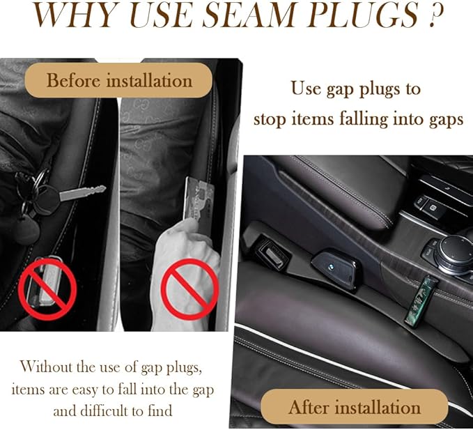 Car Seat Gap Filler 2 Pack - One Second Embedded Car Seat Crack Gap Filler for Holding Water Cup/Phone/Key - Car Inserts Between Seats