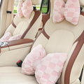 4 Pack Car Neck Pillow and Lumbar Support Cushion Plush Butterfly Knot Headrest Pillow Comfortable Waist Support Cute Car Interior Decor