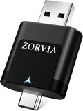 ZORVIA Wireless CarPlay Adapter for iPhone & Android Auto 2026 Upgraded - Convert Wired CarPlay to Wireless, Fast Auto Reconnect, Plug and Play, USB-C & USB-A (Black)