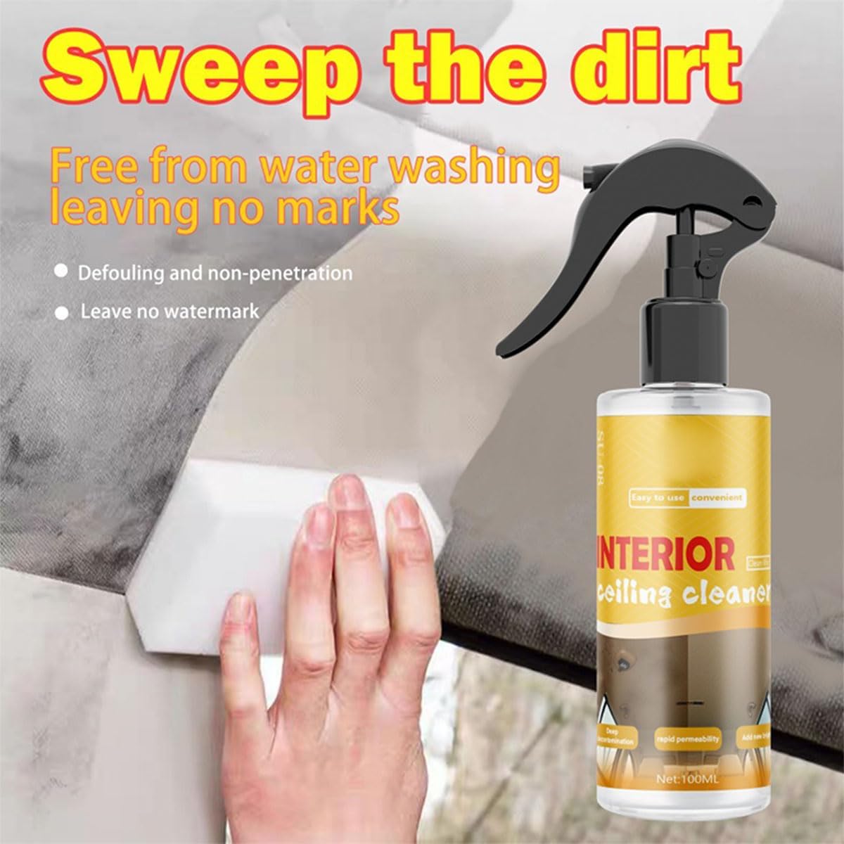 Multi-Purpose Car Interior Fabric Clean Polish Spray,Applies To Vehicle Seat、Upholstery、Headliner Cleaner,Vehicle Interior Polish Spray (3PCS)