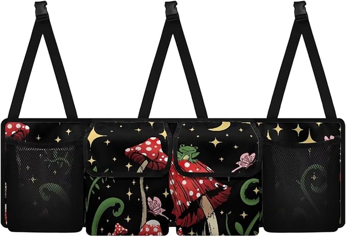 Cute Frog Car Trunk Organizer Mushroom Stars Moon Large Capacity Hanging Car Storage Bag Waterproof Cargo Bag,Frees Trunk Floor