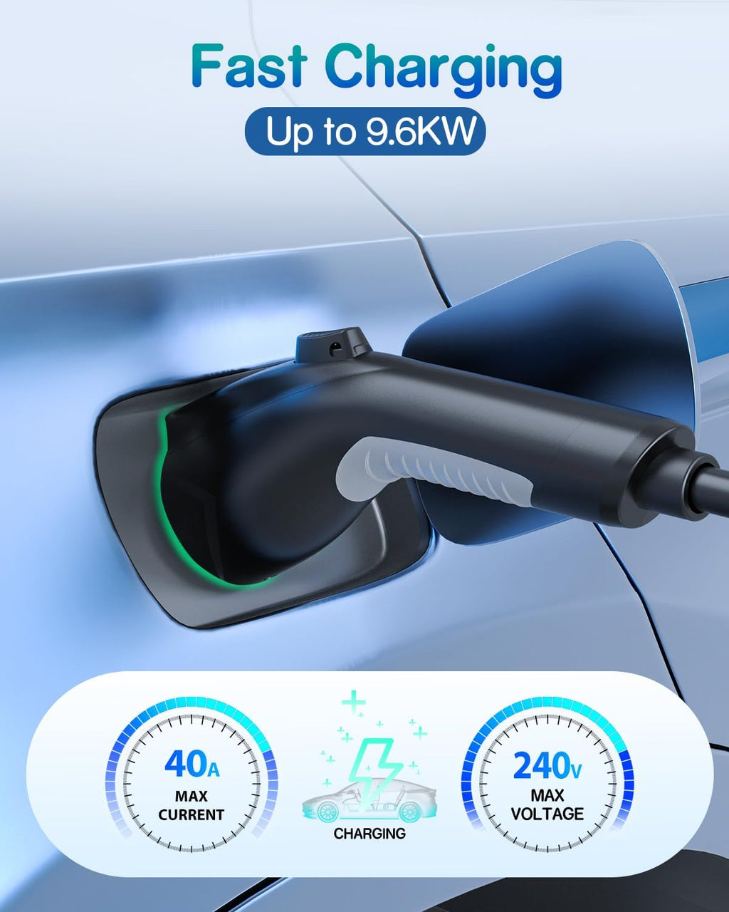 EV Charger Extension Cable, 21ft 40Amp J1772 Extension Cable Compatible with 110V-240V SAE J1772 EV Chargers, Suitable for J1772 EVs/PHEVs, Level 1/ Level 2 IP66 Car Charger Extension Cord with Bag