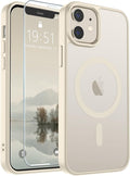 SUPFINE Magnetic for iPhone 12 Mini Case & iPhone 13 Mini Case (Compatible with MagSafe) (Military Grade Drop Protection) Slim Translucent Matte Shockproof Phone Cover,Antique White