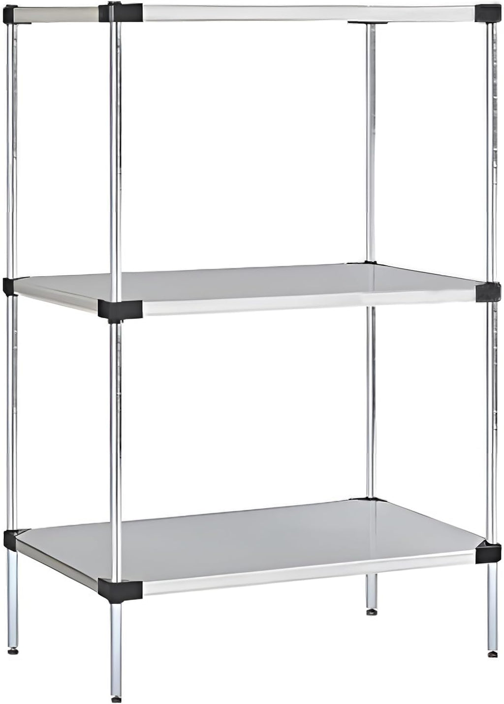 Omega Solid Stainless Steel Shelves, 21" Deep x 24" Wide x 34" High 3 Tier Heavy Duty Solid Shelving Unit for Kitchen Garage Office Restaurant Warehouse 800-lb Per Shelf Weight Capacity