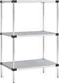 Omega Solid Stainless Steel Shelves, 21" Deep x 72" Wide x 34" High 3 Tier Heavy Duty Solid Shelving Unit for Kitchen Garage Office Restaurant Warehouse 800-lb Per Shelf Weight Capacity