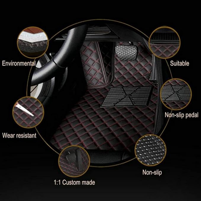 Custom Making Car Floor Mats for 98% Sedan SUV Car Protection Full Coverage Mats Anti-Slip Leather Floor Liners All Weather Car Floor Mats (Pink)