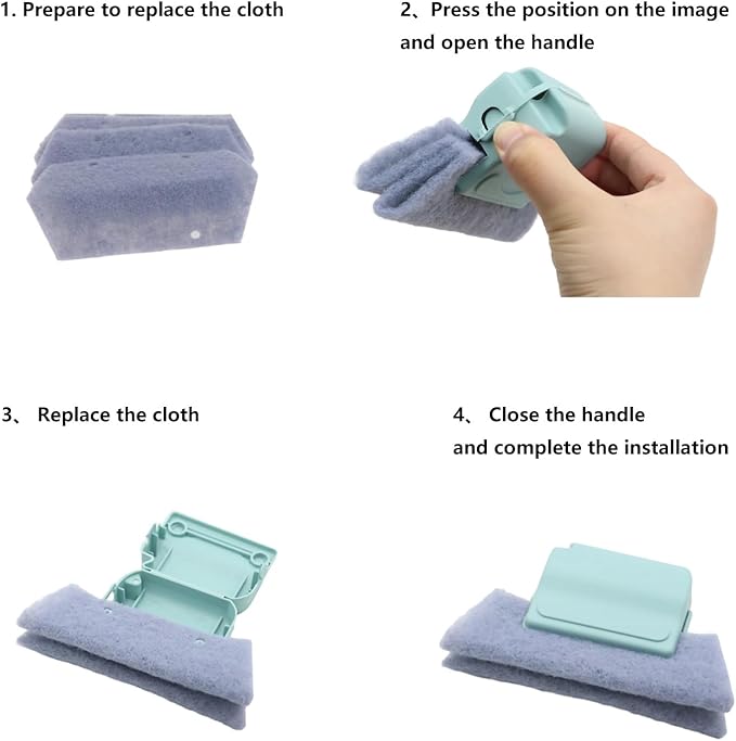 Magic Window Track Cleaning Tools Set, Window Sill Track Cleaner Tools, Clean Scraper, 3Pcs Cleaning Brush and 6Pcs Replacement Cloth, 2Pcs Clean Brush