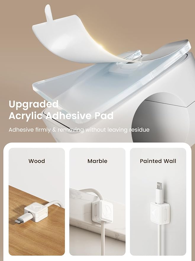 Magnetic Cord Organizer, 8 Pack Adhesive Charging Cable Clips Holder for Nightstand, Easy Secure Cord Keeper Cable Clips Wire Management for Phone, Home, Office, Desk| Universal Fit| Strong Magnet