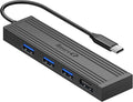 4-Port USB 3.0 Ultra-Thin Data Hub USB Distributor, Suitable for MacBook, Mac Pro/Mini, iMac, Surface Pro, XPS, laptops, USB Flash Drives, Mobile HDD, Printers, and More… (Slim USB C - 0.5 ft)