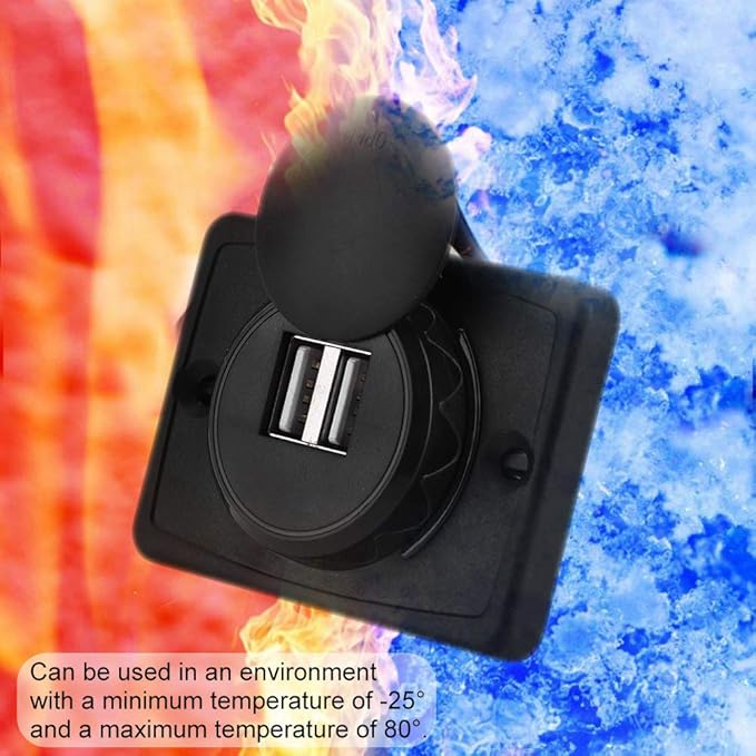 USB Car Charger, 12v 24v Mini Panel Dual Socket Power Adapter Outlet with Cap Quick Surface Mount Multi Device Charging for Cars Bus Boat Automotive Marine Truck Golf Cart Smartphone Laptop