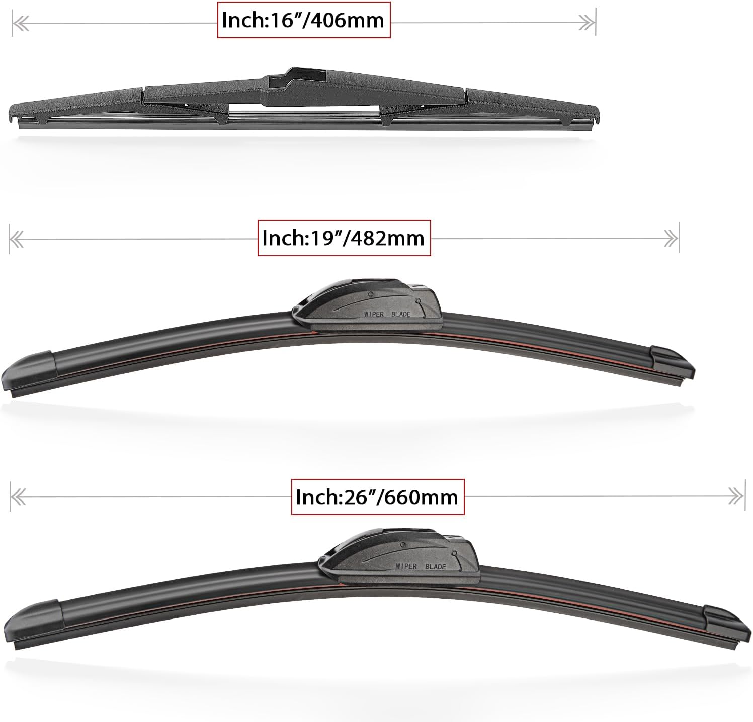 Windshield Wiper Blades Replacement for Toyota Prius 2010 2011 2012 2013 2014 2015 Original Factory Quality Front Rear Wipers Blade Set for My Car - 26" 19" 16" (Pack of 3)