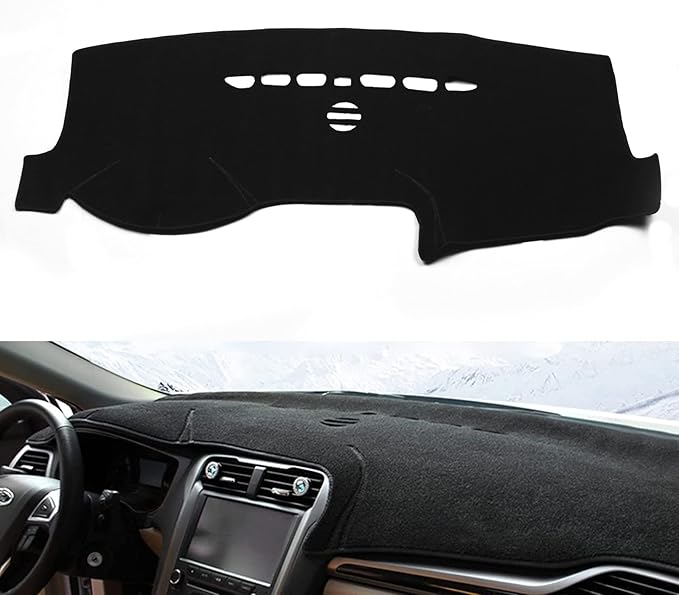 x xotic tech Center Console Dashboard Mat Pre-Cut Non-Slip Sunshield Sun Glare Protector Dash Carpet Pad Black Cover Compatible with Ford Fusion 2013 2014 2015 2016 2017 2018 2019 2020