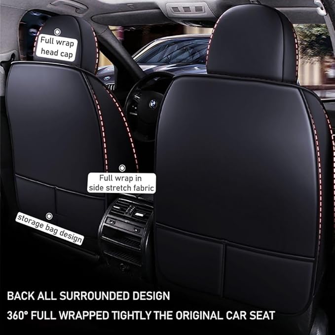 for Toyota RAV4 2008-2025 Car Seat Covers, Full Coverage Customized Seat Covers Premium Leather Waterproof Stain-Resistant Easy to Install (Front Set with Pillows, Black)