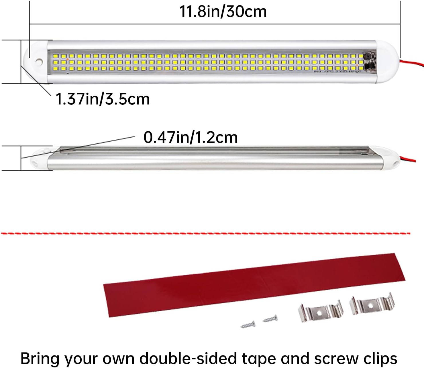 Enclosed Trailer 12v Led Light Bar, 120Leds 1500lm 8W DC 12 Volt Led Strip Lights with On/Off Switch, for Enclosed Cargo Trailer, Car Rv Van Truck Lorry Camper Boat Caravan Motorhome