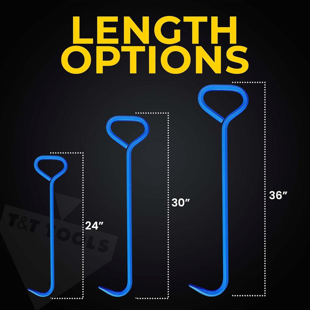T&T Tools 36-Inch Manhole Hook - Heavy Duty Single Hook for Lifting Manhole Covers, Storm Drains, Septic Tank Risers - Rigid Hex Alloy Steel Tool for Lifting, Pulling, and Removing Covers - 6 Pack