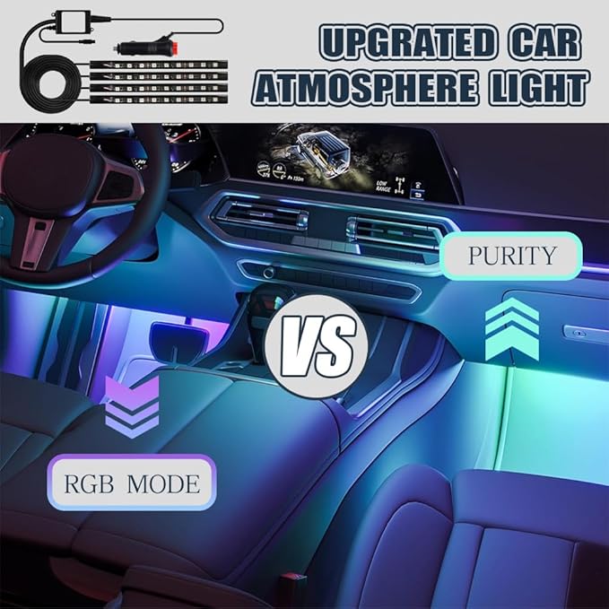 Smart Car LED Strip Lights, Led Lights for Car, 12V LED Lights Running Board Lights, Universal Multicolor LED Car Lights Kits Car Interior Accessories Fit for Truck Car SUV (Cigarette Lighter)