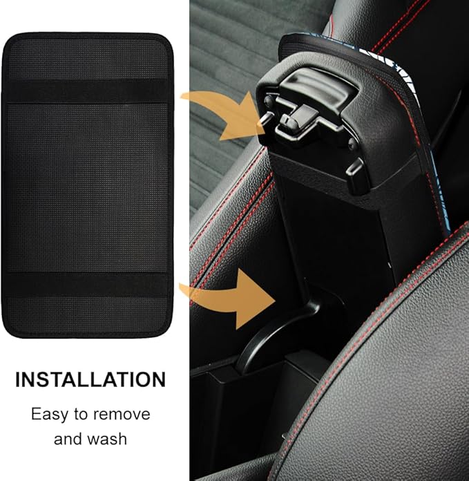 1pc Center Console Armrest Cover Pad 12.6x7.5 inch Blue Aqua Flower Neoprene Car Armrest Cushion Waterproof Armrests Seat Box Cover Protector for Universal Cars Vehicles SUVs