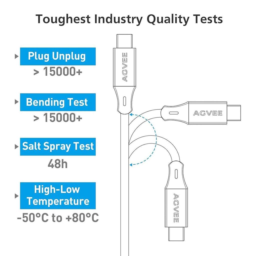 AGVEE 5ft Coiled Short USB-C to USB-C Charging Cable [USB-IF Certified] 60W PD Fast Charger Cord in Car for iPhone 16/15 CarPlay, Galaxy S25 S24 S23 S22 S21 S10 S9 S8, Google Pixel, Dark Gray