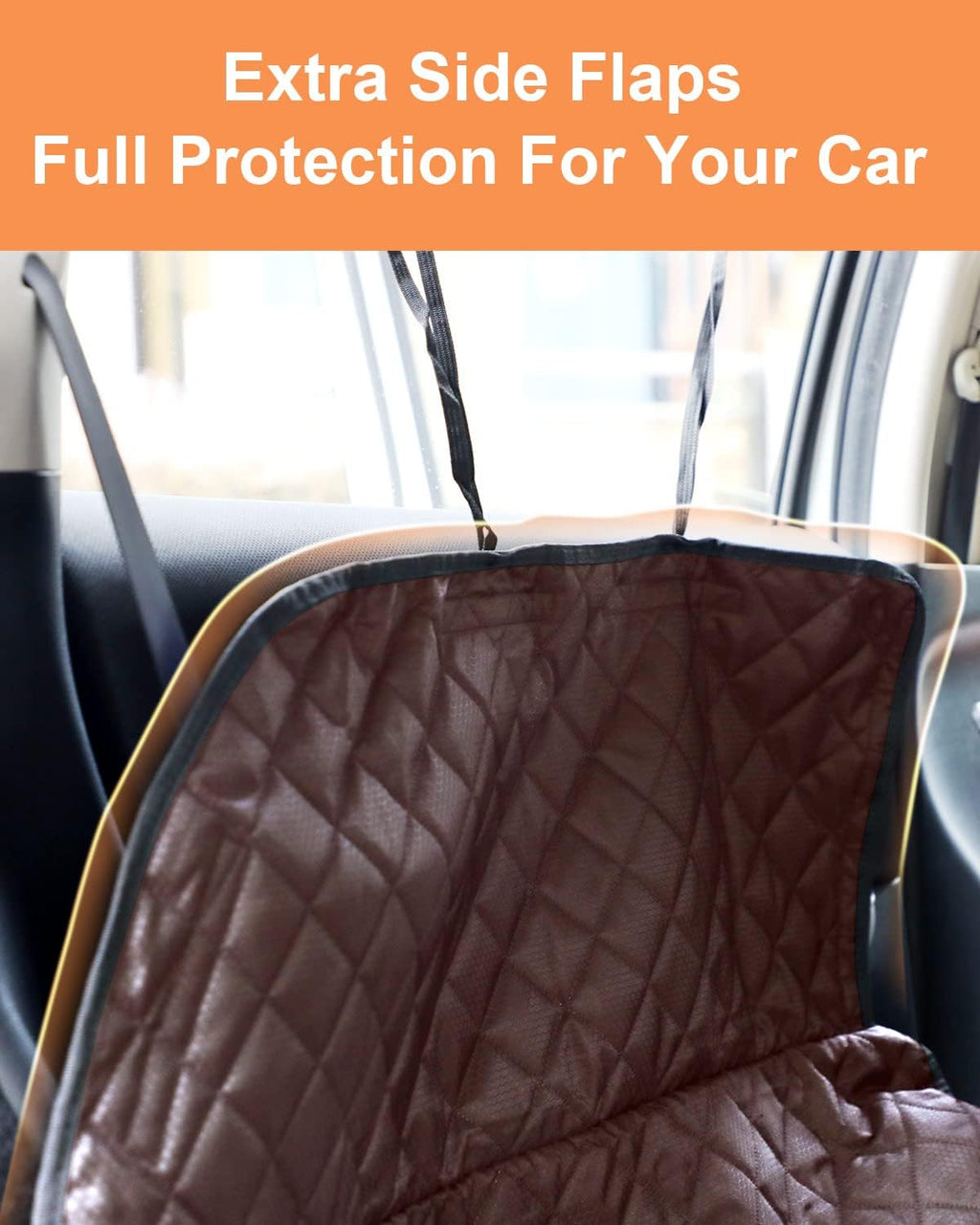 PETICON SUV Cargo Liner for Dogs, Waterproof Pet Cargo Cover Dog Seat Mat for SUVs Sedans Vans with Bumper Flap Protector, Non-Slip, Large Size Universal Fit, Brown