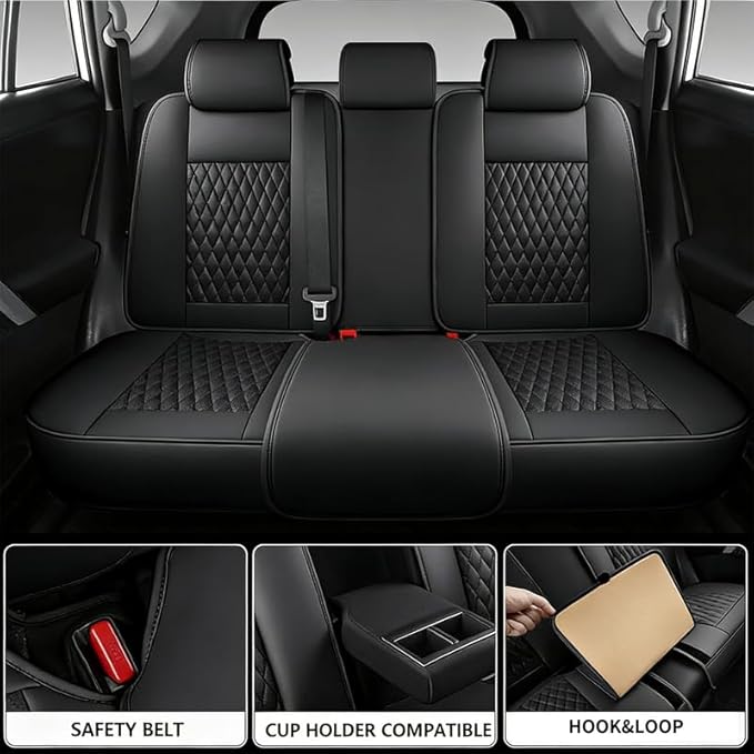 Car Seat Covers Full Set Custom Fit for Ford Edge 2007-2026 - Premium Faux Leather with Lumbar Support | Breathable, Waterproof, Anti-Slip, Durable (Black,Full Set)