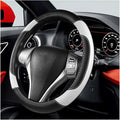 BELOMI Leather Car Steering Wheel Cover, Universal 15 Inch for Car Truck SUV, Non-Slip and Breathable, Sport Style Design Odorless Steering Wheel Protector, Automotive Interior Accessories (White)