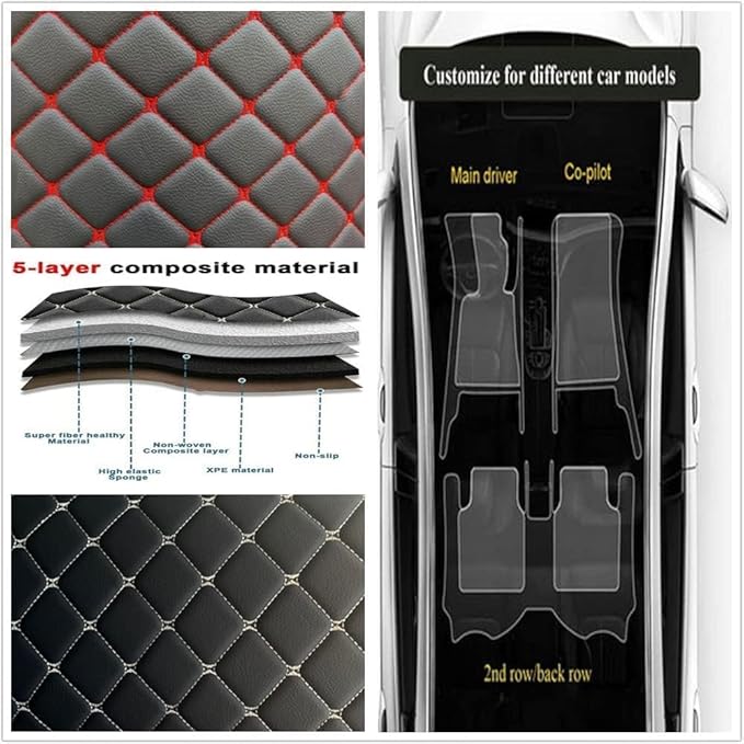 Custom Making Car Floor Mats Protection Pads for 99% Sedan/Coupe/Hatchback/SUV/Pickup Men Women Car Floor Mats Coverage Pads Anti-Slip Leather Floor Lining (Dark Brown+Black Beige)