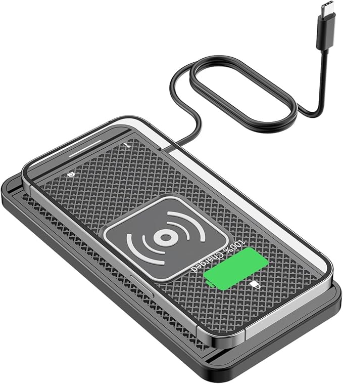 Wireless Charging Pad for Car for Subaru XV Forester Outback Impreza BRZ WRX Legacy, 15W Fast Wireless Charger Mat Non-Slip Silicone Car Center Console Phone Charging Pad,A/15W-Type-c