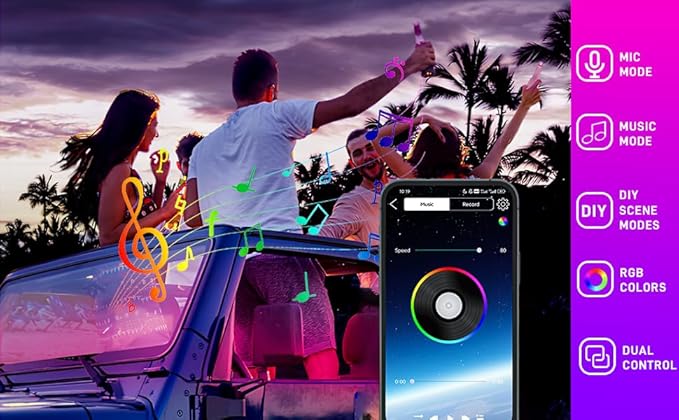 STONEBANKS 5.7FT LED Interior Light for Car, 48LEDs RGB USB Under Dash Lighting, Footwell Neon Internal Lights Kit, Smart APP and Remote Dual Control, Multicolor Music and Mic Mode