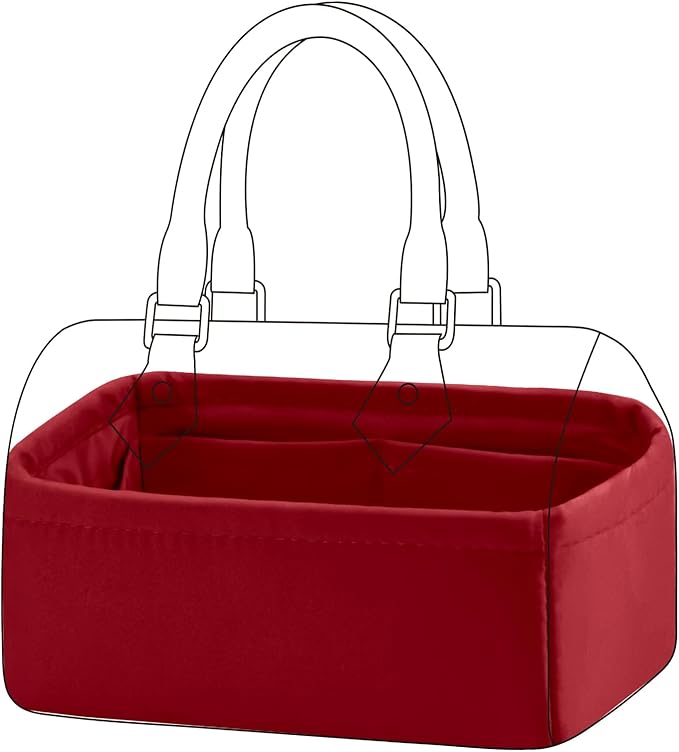 DGAZ Silk Purse Organizer Insert Fits LV Speedy 16/20/25/30/35/45 bags，Silky Smooth Bag Organizer，Luxury Handbag & Tote Shaper（Wine Red，SP16）