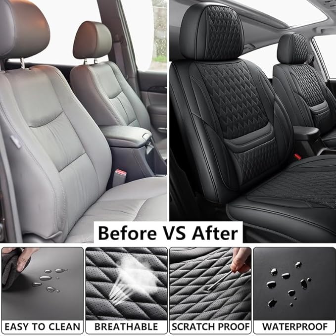 Front Seat Car Seat Covers Custom Fit for Mercury Mariner 2005-2011 - Premium Faux Leather with Lumbar Support | Breathable, Waterproof, Anti-Slip, Durable (Black,Front Seat)