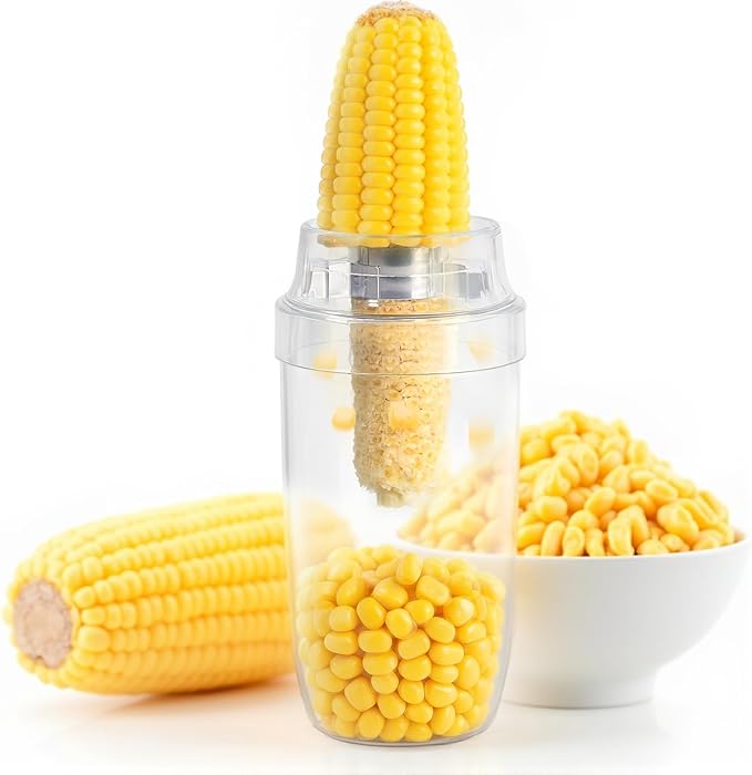 YYP Corn Cob Stripper, Corn Peeler for Corn on the Cob, with Bowl Fast No-Mess Kernel Cutter Tool for Effortless Prep with Serrated Blade for Home & Kitchen