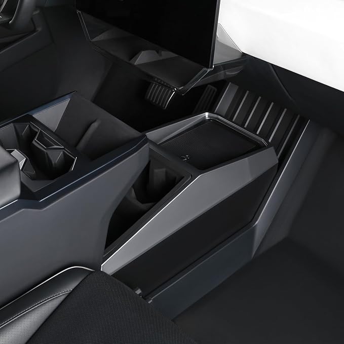 Floor Center Console Organizer for Tesla Cybertruck 2024 2025,Custom Fit Multifunctional Storage Box for 2024 2025 Cybertruck Accessories，Center Console Storage with Cup Holder