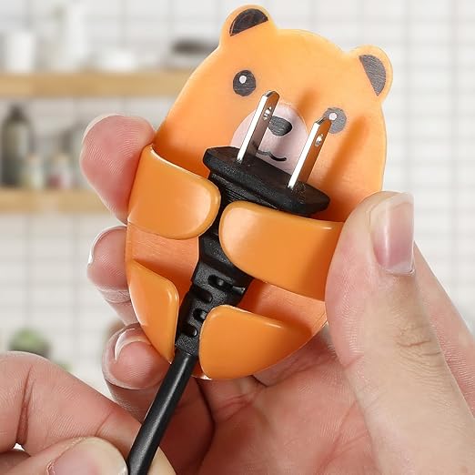 4pcs Phone Charger Cord Holder Clips Cute Charger Cable Holder Self-Adhesive Cable Organizer Clips for Kitchen Table Home Office Car Colorful