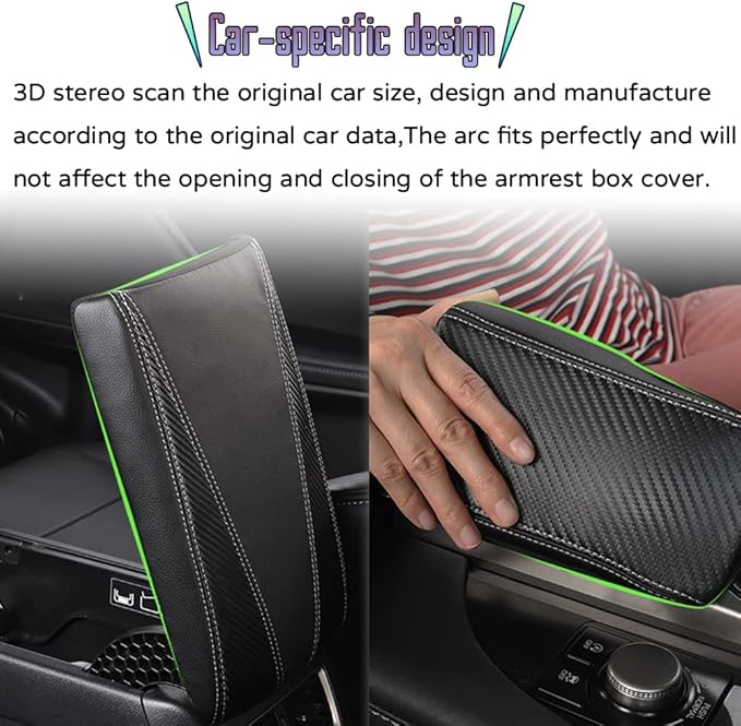 Custom Interior Accessories For Lexus RX 350 350L 450h 450hL 2015 2016-2022 PU Leather Center Console Armrest Box Cover Armrest Cushion Central Armrest Protector Pad(Black With Black Stitching)